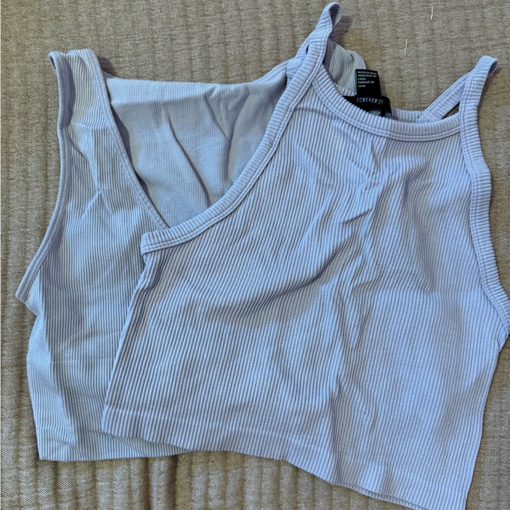 Forever 21 M/L Lilac Purple Ribbed Tank Tops